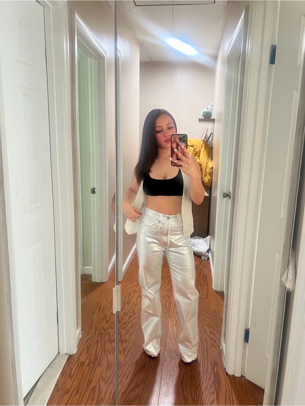 cream/off-white Princess Polly linen-blend vest!